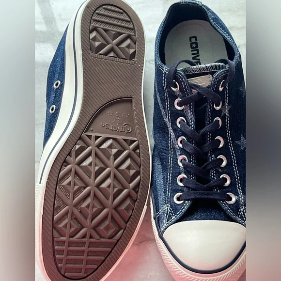 CHUCK TAYLOR CONVERSE DENIM FLAG SNEAKERS STARS STRIPES 4th JULY Mens 9.5 /W11.5 - Picture 13 of 16